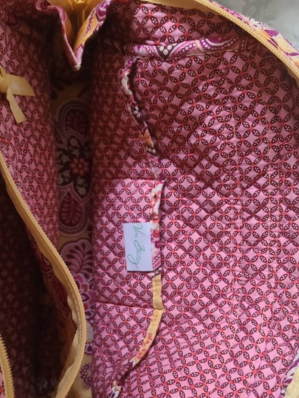 Vera Bradley Quilted Shoulder Tote in Yellow and Pink Floral - Picture 2 of 5